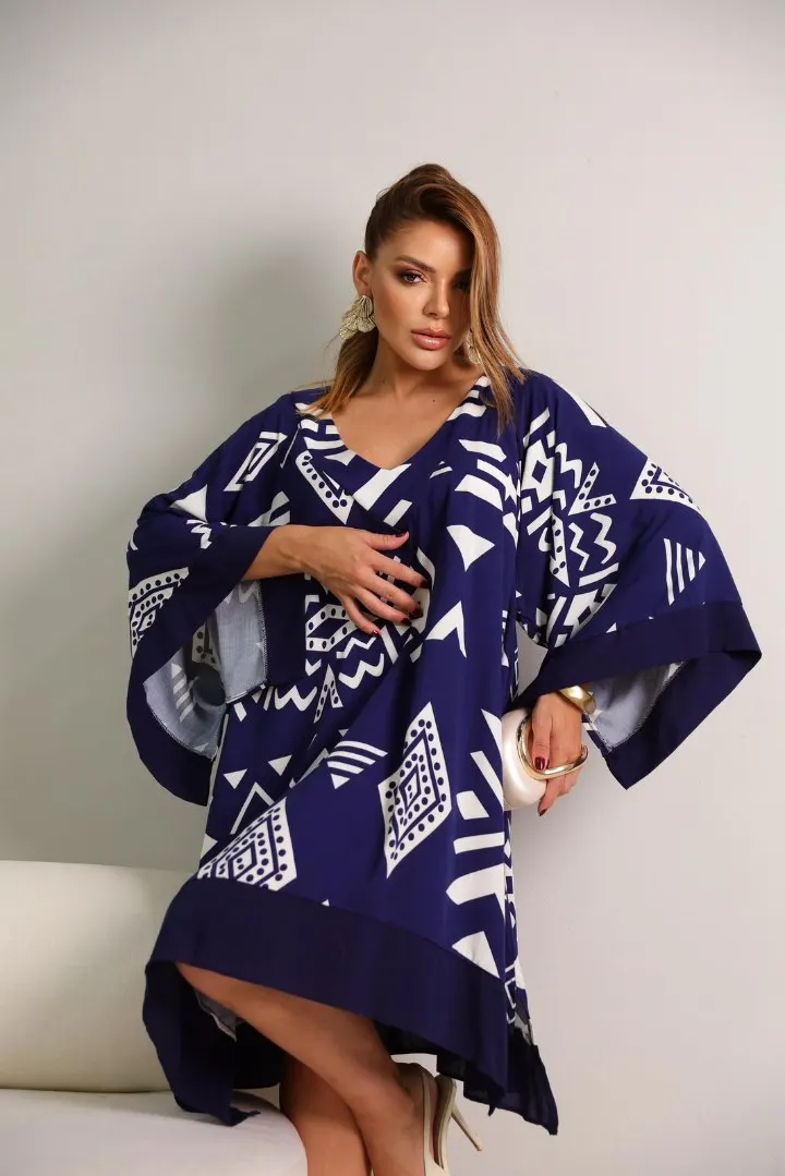 Kimono Estampa Geométrica — Marinho